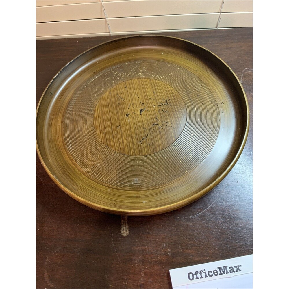 Vintage Marusei Japan Faux Wood Tray 15.5” Diameter